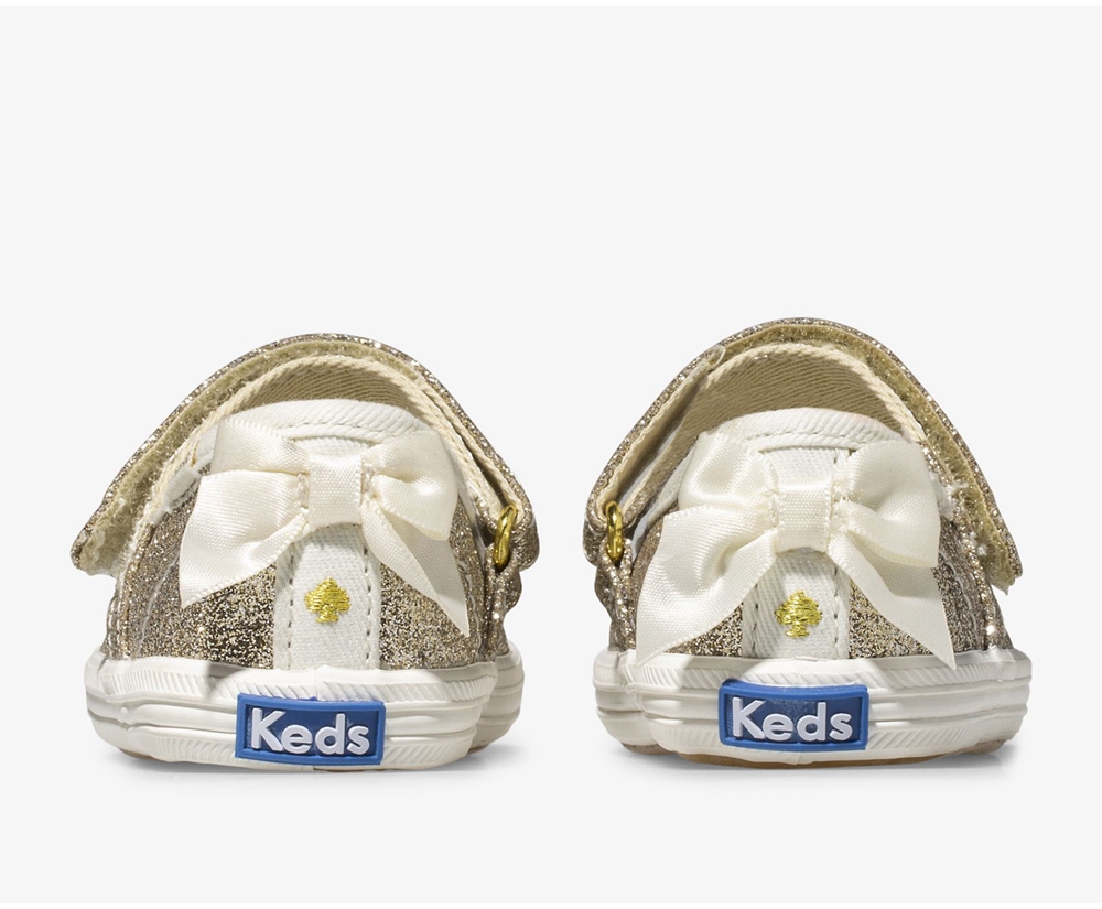 Keds Kids Slip Ons Gold - Kate Spade new york Sloane MJ Glitter Crib - 589PLTBAR